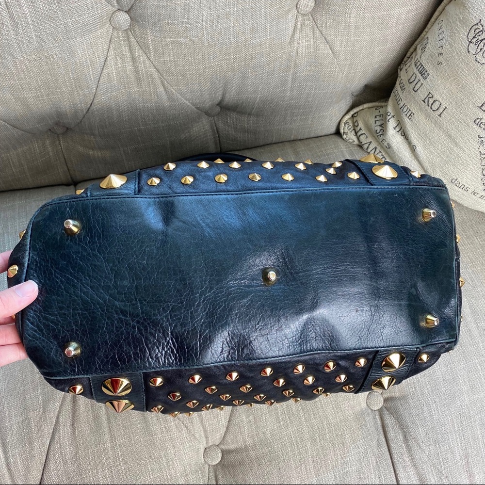 SOLD Be&D Garbo Studded Lamb Leather Satchel - Picture 6 of 15